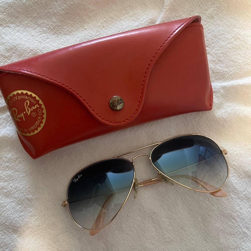 Ray-Ban Gold and Blue Aviator Sunglasses